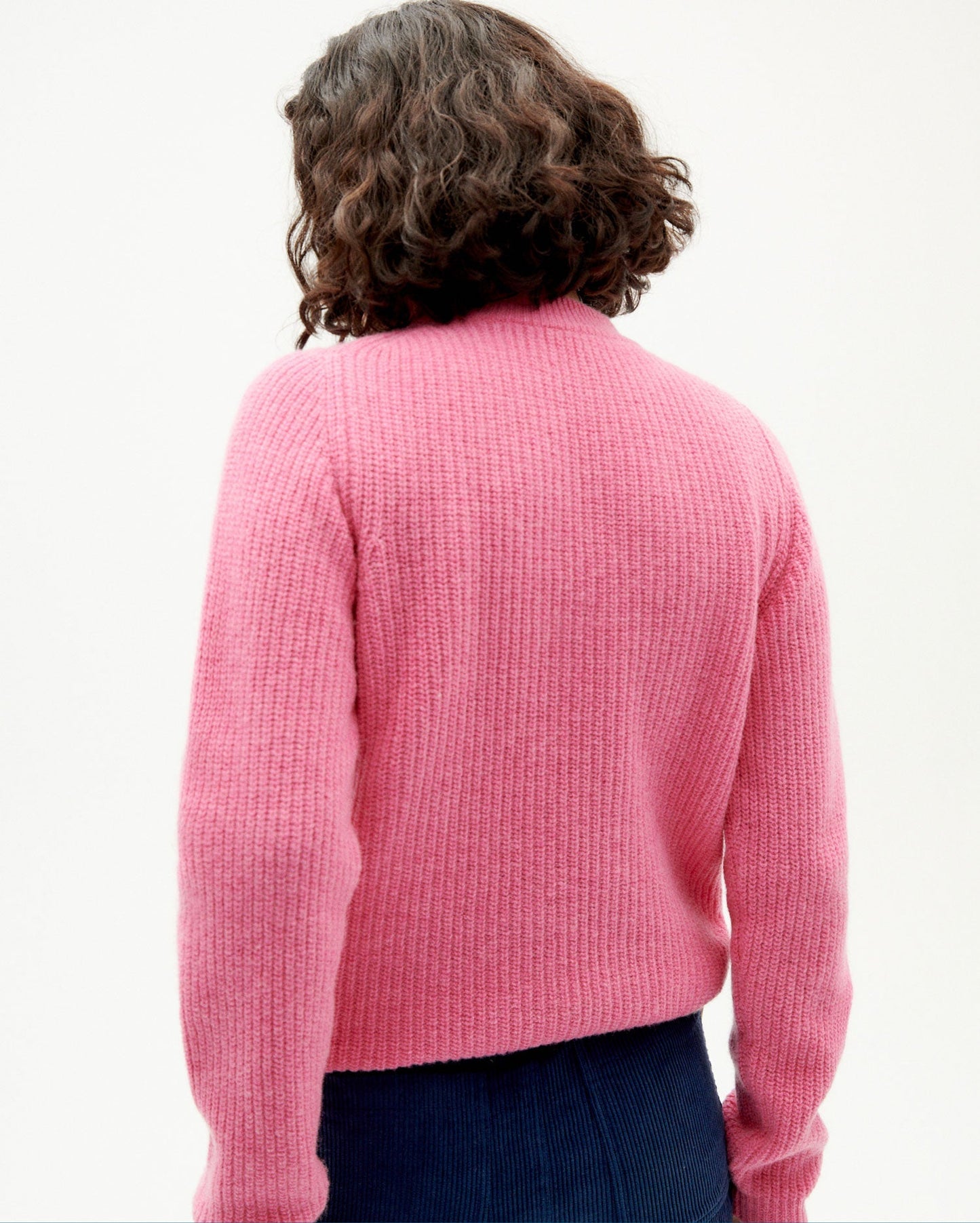 Pull maille rose en laine certifiée - pink hera knitted sweater