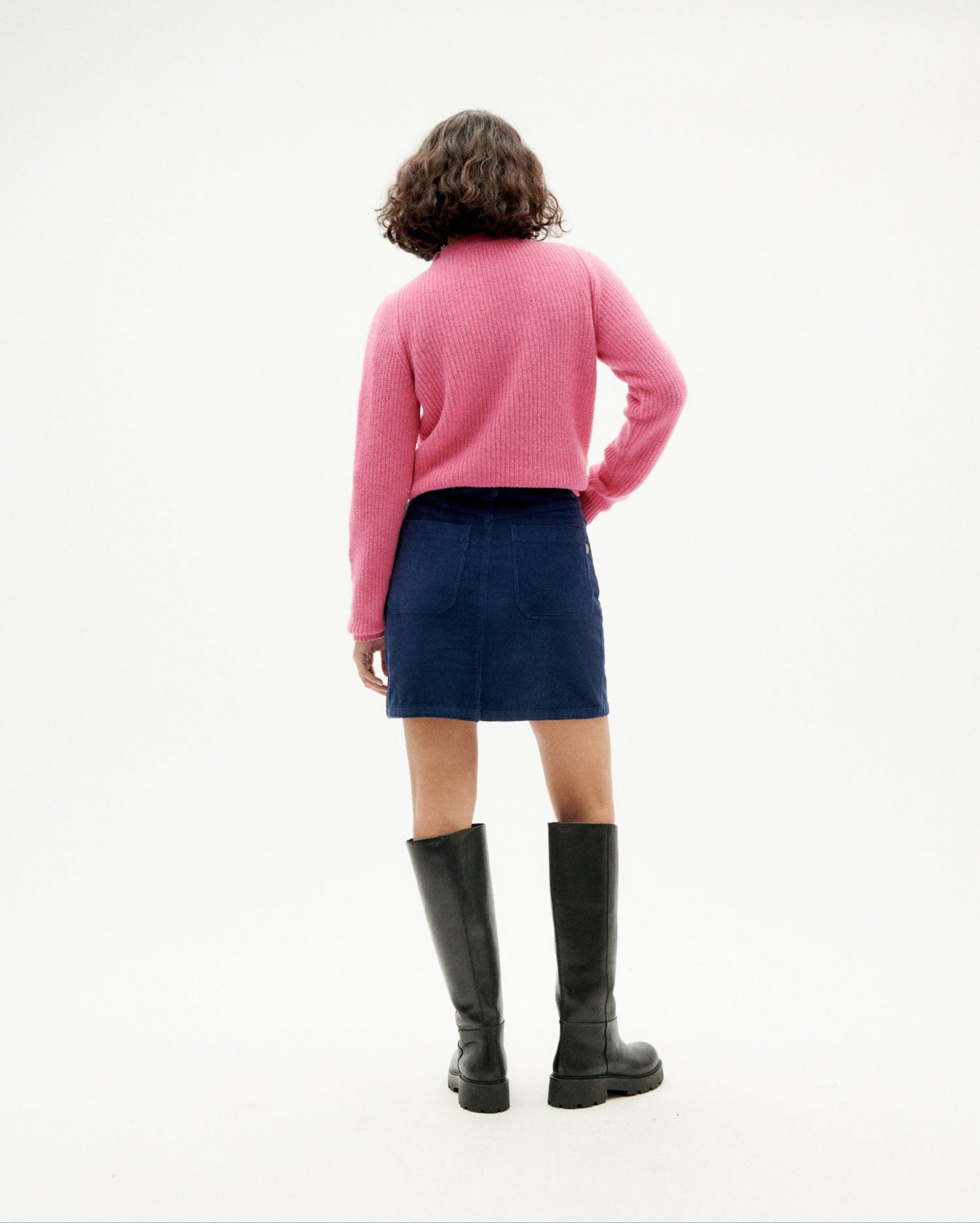 Pull maille rose en laine certifiée - pink hera knitted sweater