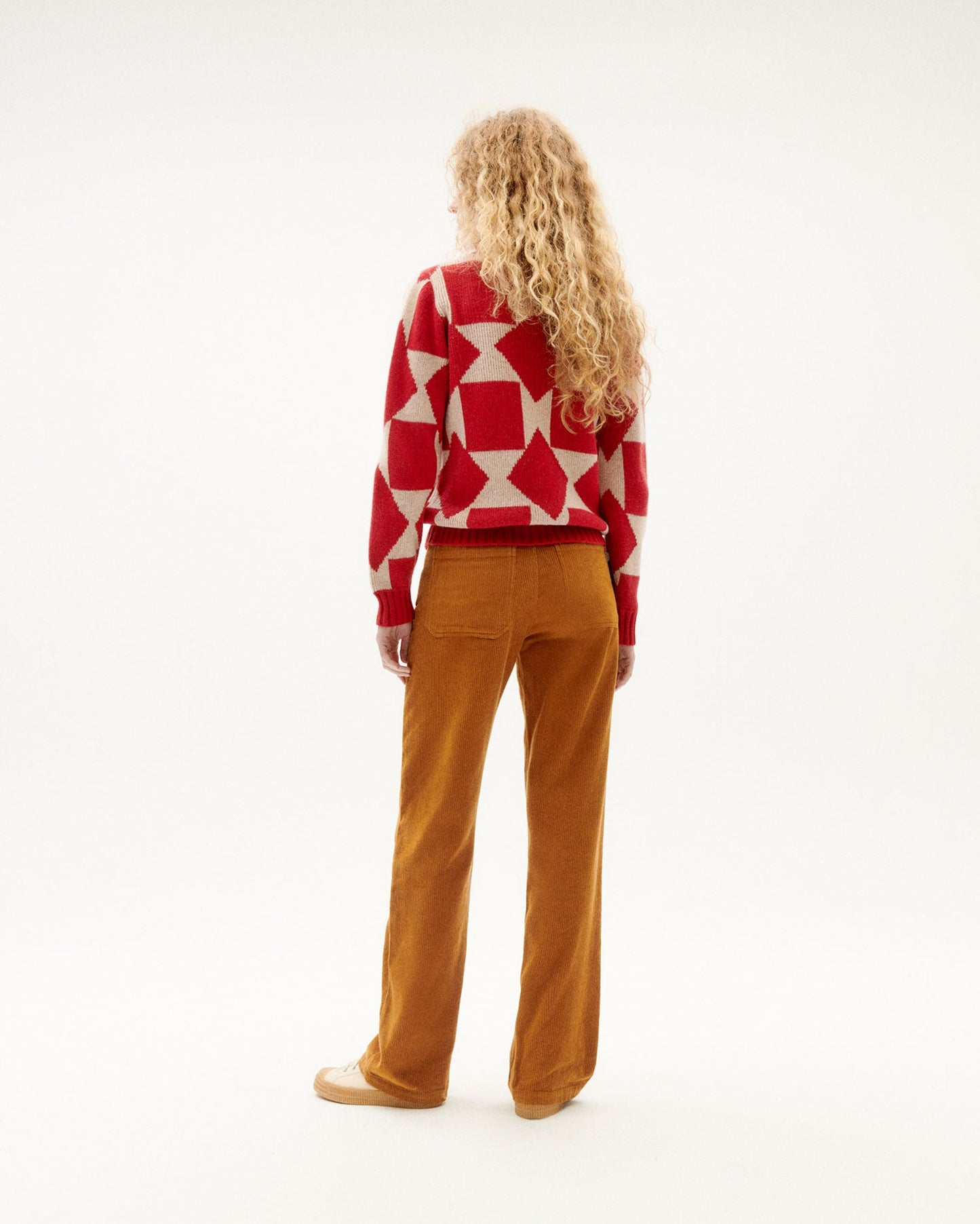 Pull maille bicolore en laine certifiée - big squares ops knitted sweater