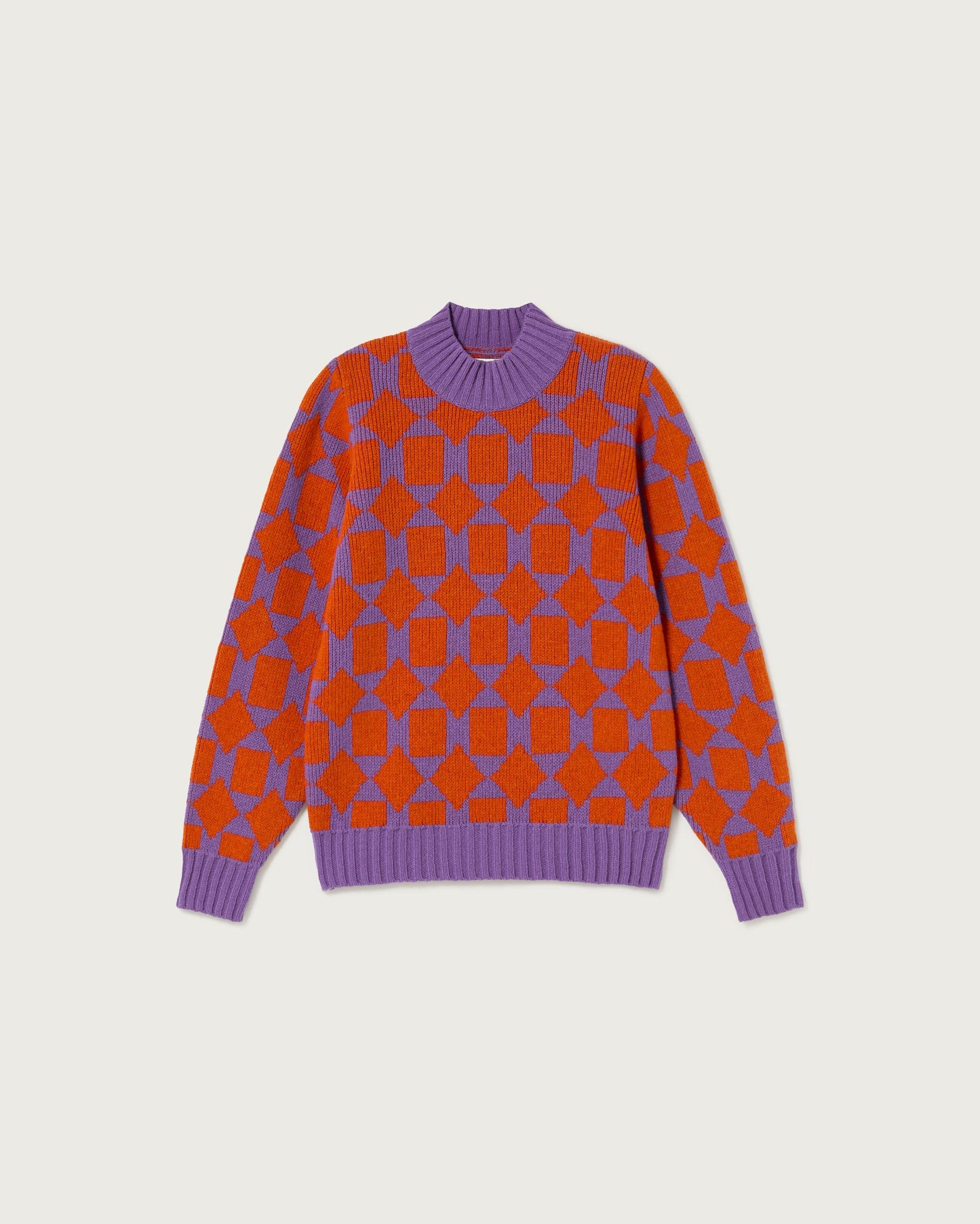 Pull bicolore en laine certifiée - small squares ops knitted sweater