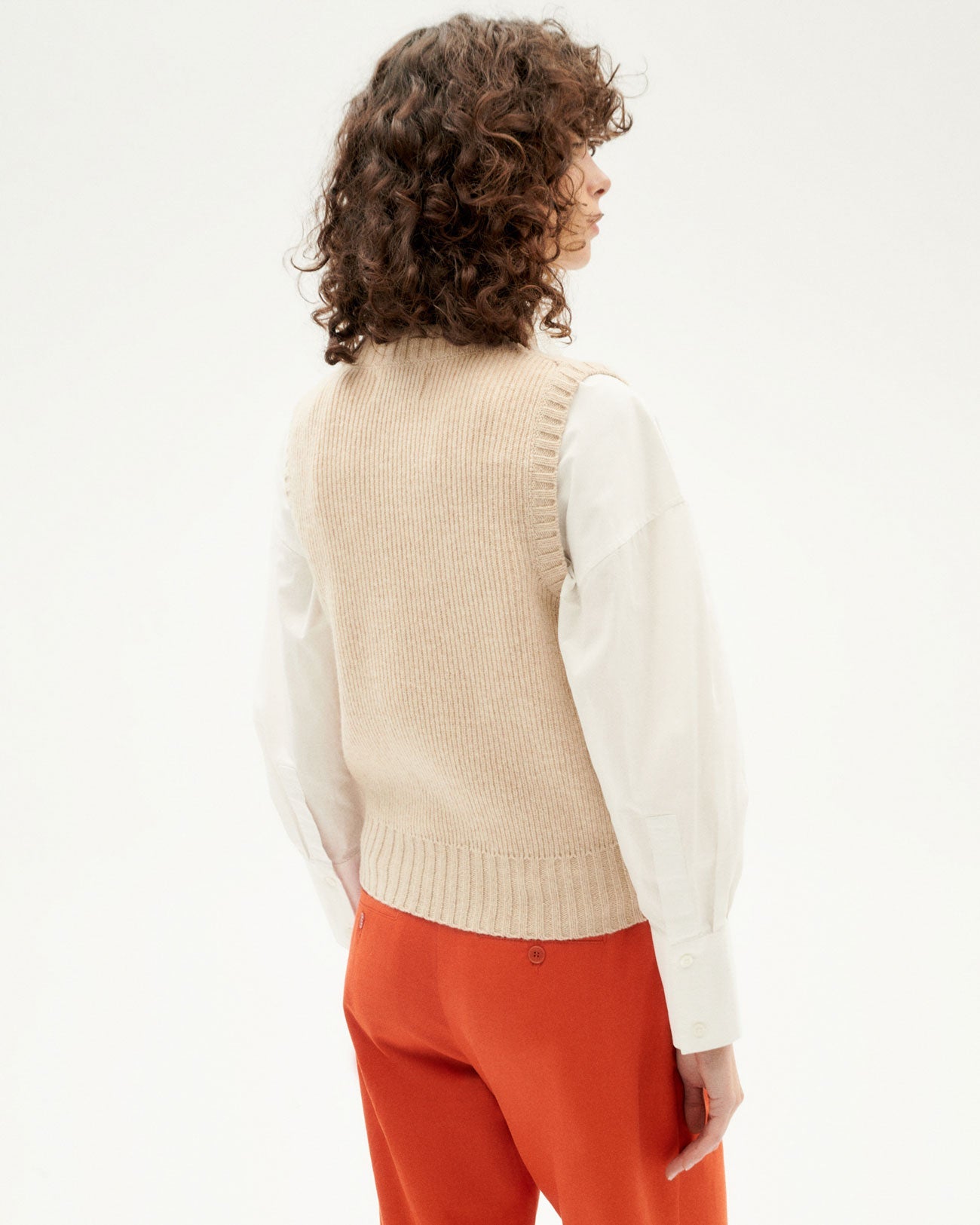 Gilet sans manches en ecovero et recyclé | beige "ginger knitted vest"