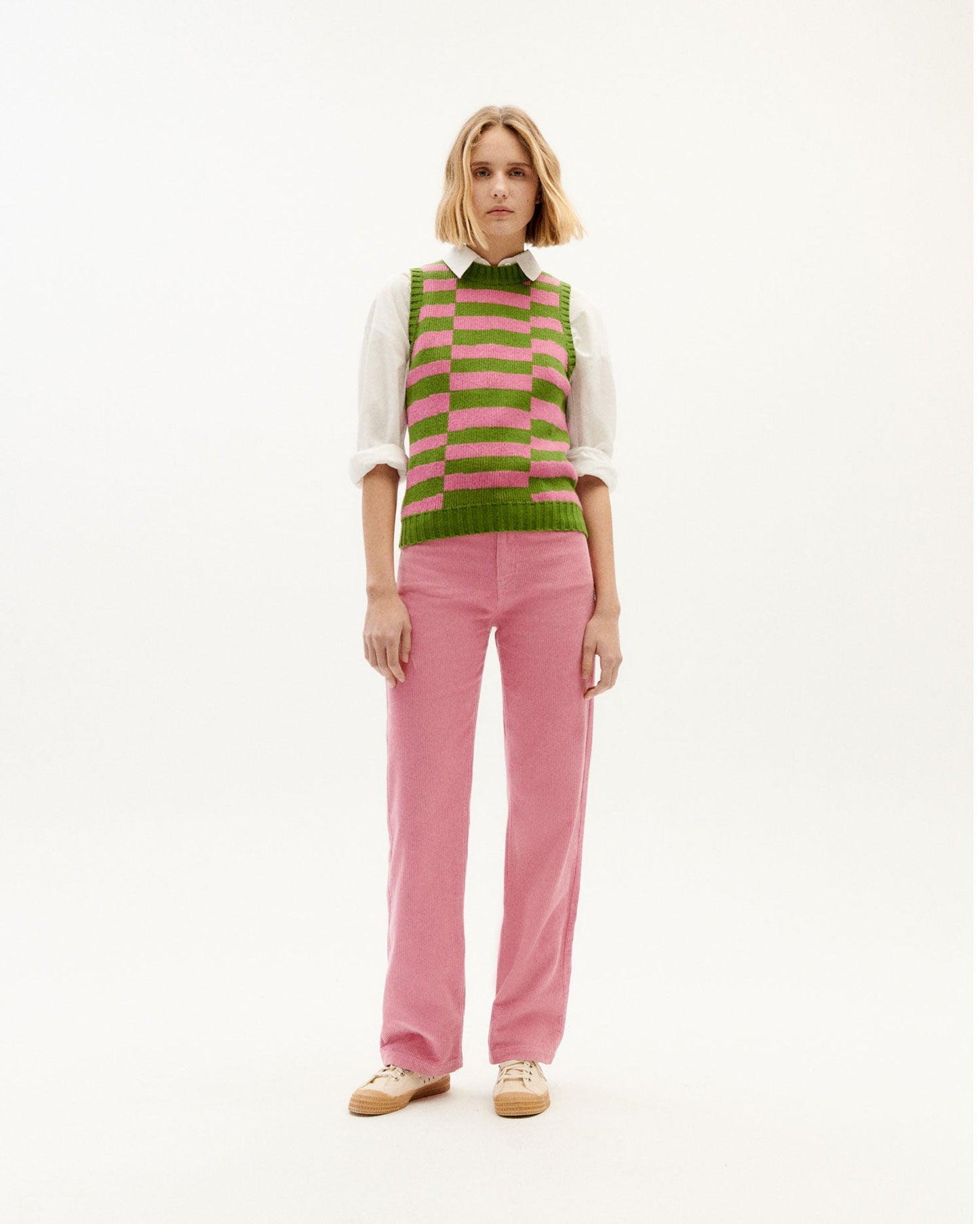 Pull sans manches bicolore en laine certifiée - tipsy parrot green mut knitted vest