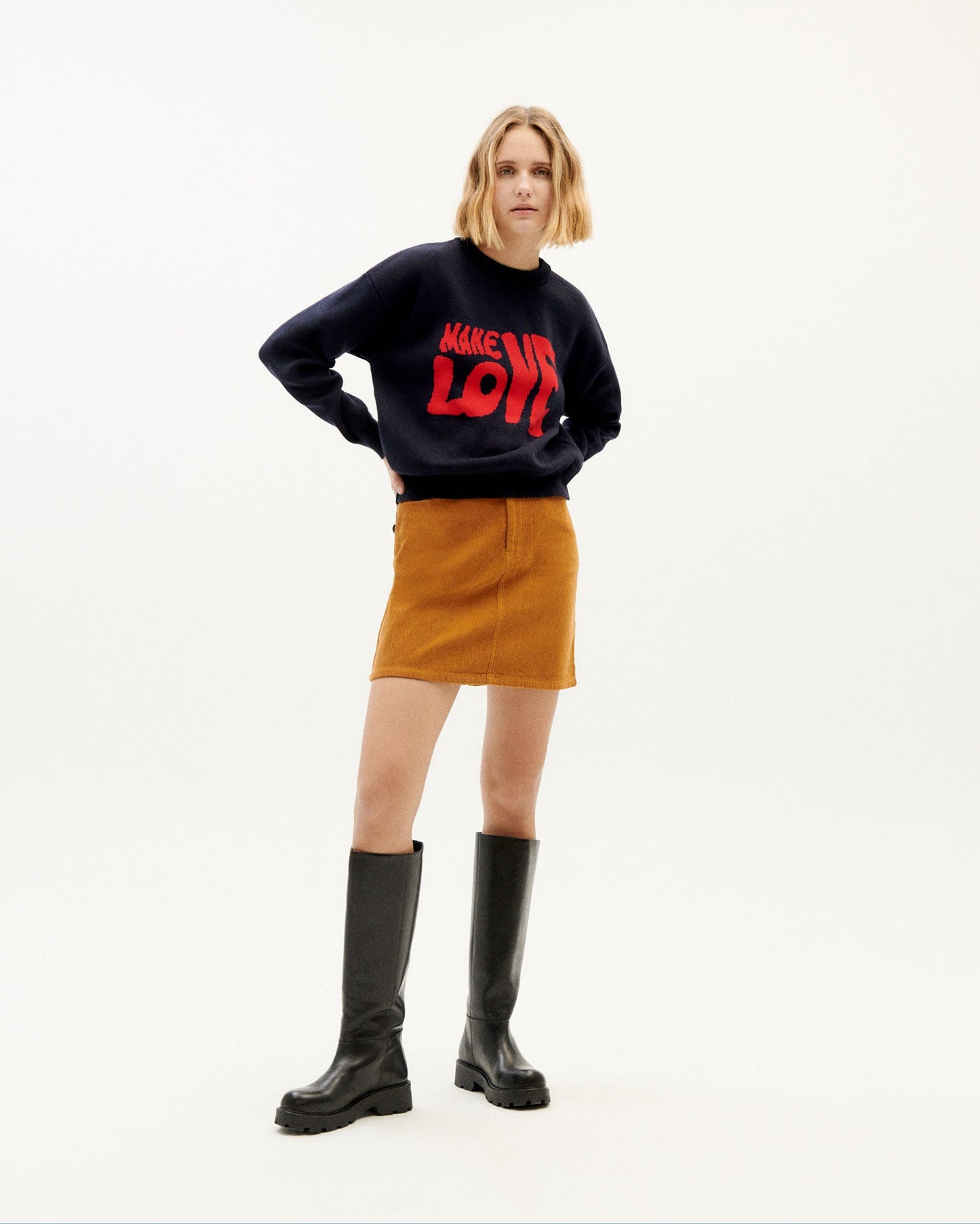 Pull marine en coton bio et recyclé - make love trash paloma knitted sweater
