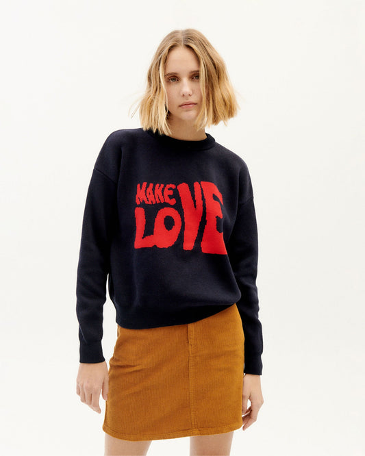 Pull marine en coton bio et recyclé - make love trash paloma knitted sweater