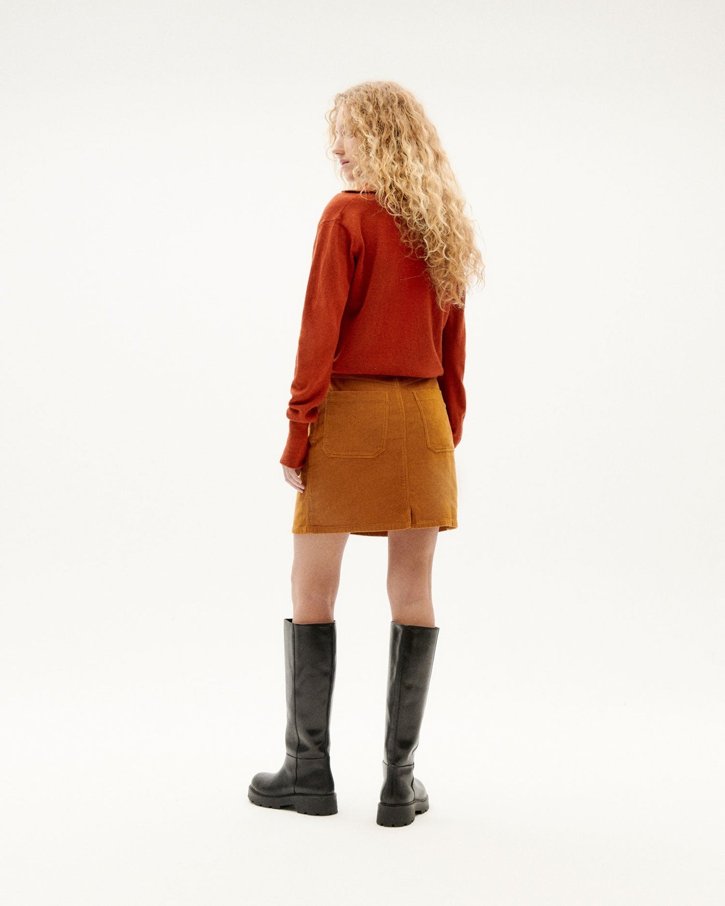 Pull terracotta col v en laine recyclée - clay red trash sheena knitted sweater
