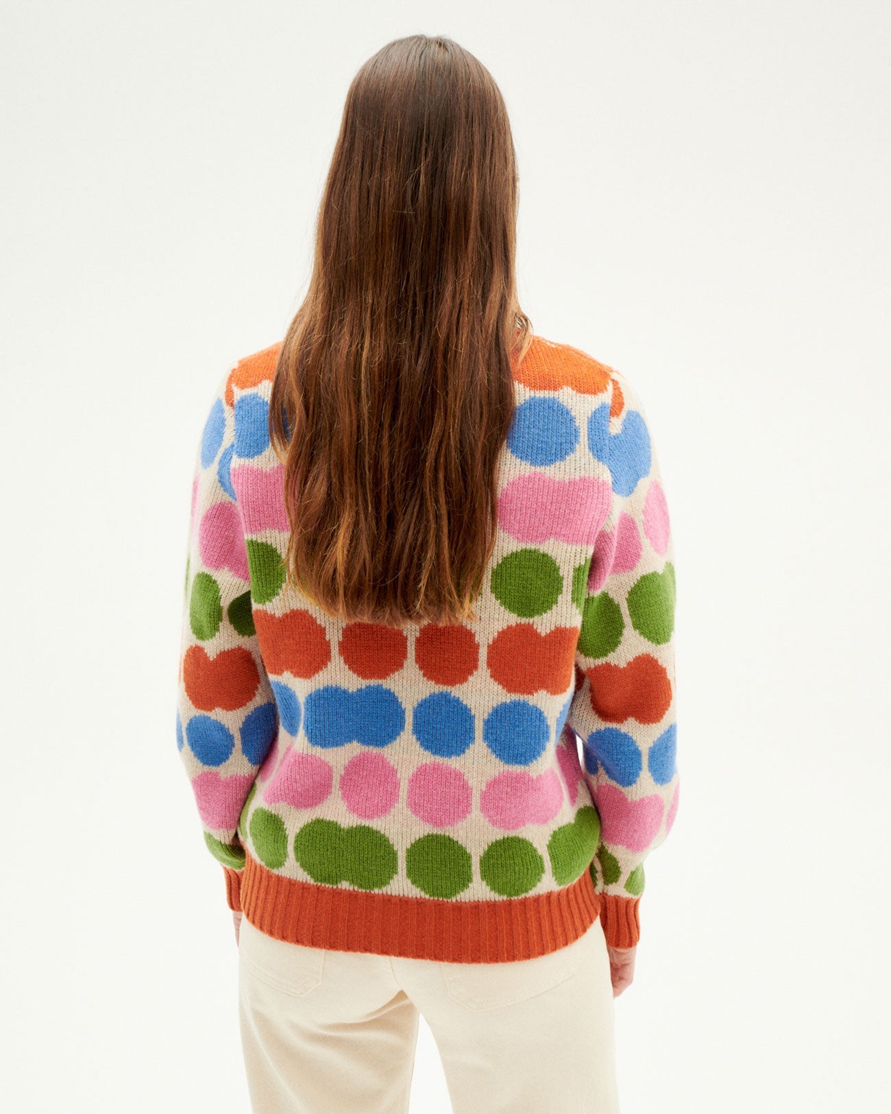 Pull coloré en laine certifiée | Multicolore "dots green ops knitted sweater"