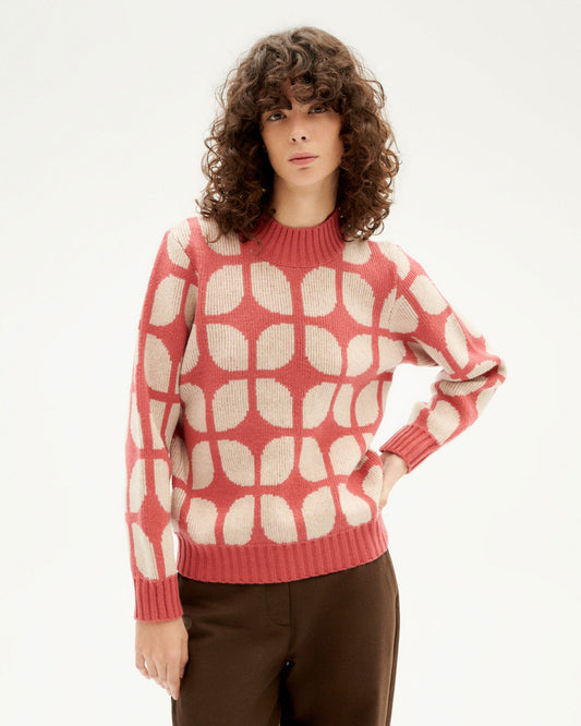 Pull à motifs en laine certifiée | Multicolore "wallpaper pink ops knitted sweater"