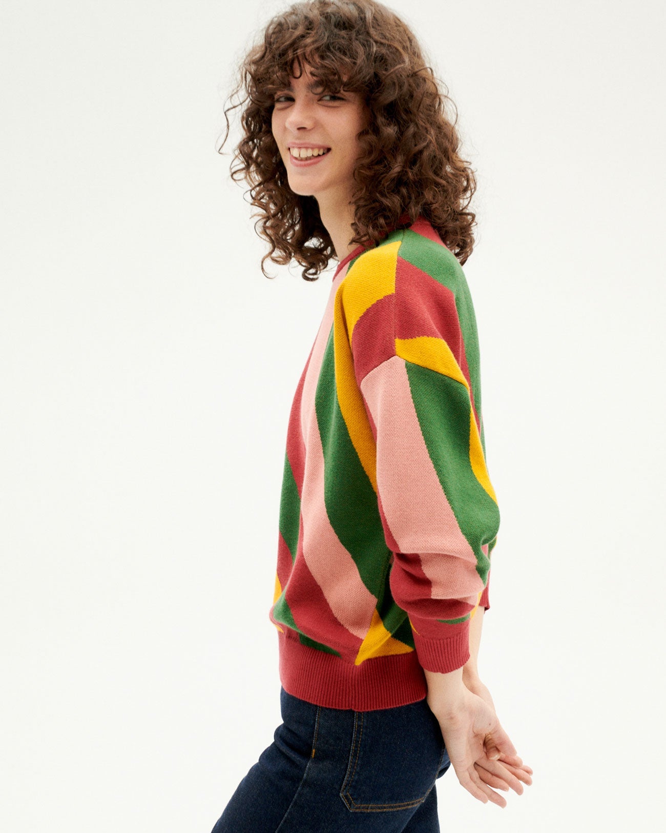 Pull coloré en maille de coton bio | Multicolore "warm paloma knitted sweater"