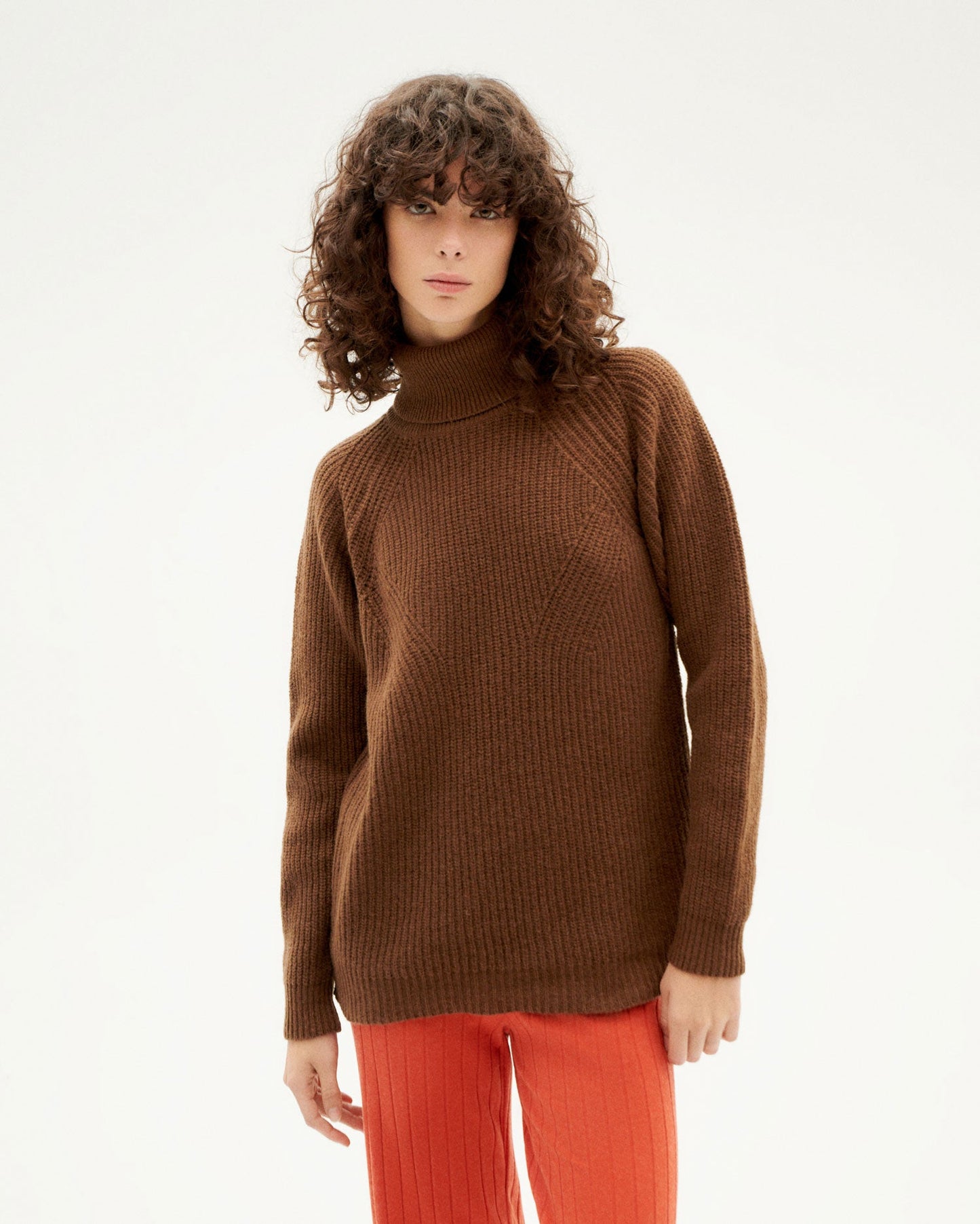Pull maille col roulé en laine certifiée | marron "brown matilda knitted sweater"