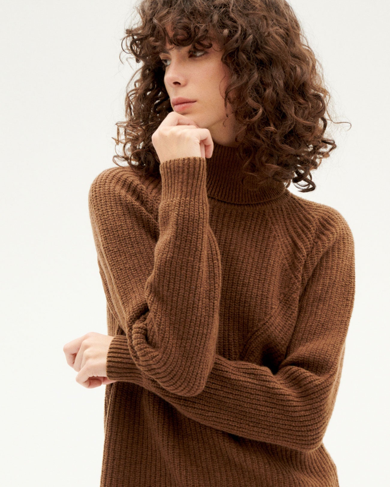 Pull maille col roulé en laine certifiée | marron "brown matilda knitted sweater"
