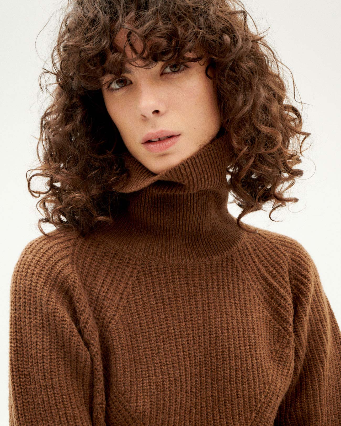 Pull maille col roulé en laine certifiée | marron "brown matilda knitted sweater"