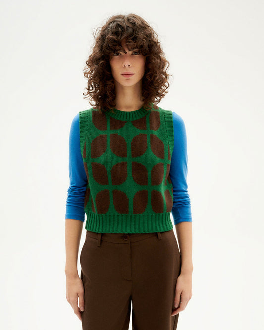 Pull sans manches en laine certifiée | Bicolore "wallpaper brown tea knitted vest"