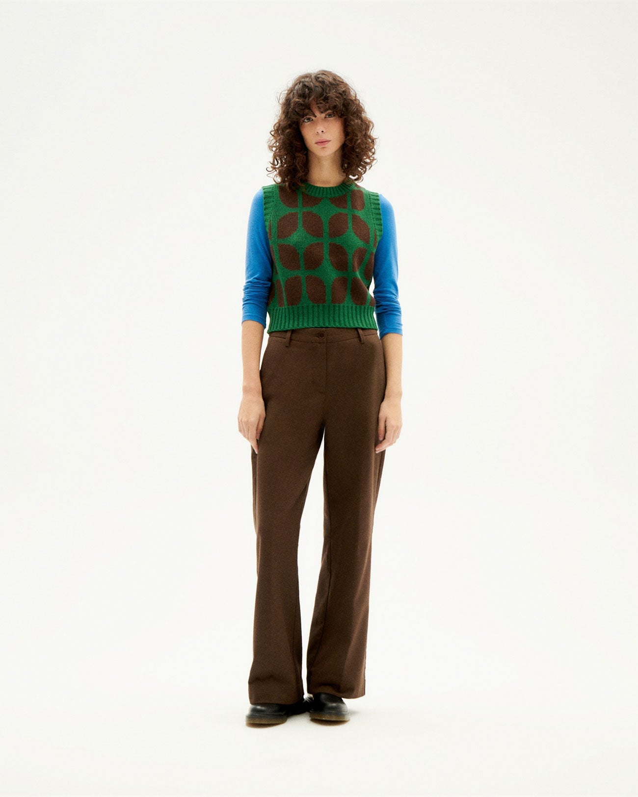 Pull sans manches en laine certifiée | Bicolore "wallpaper brown tea knitted vest"