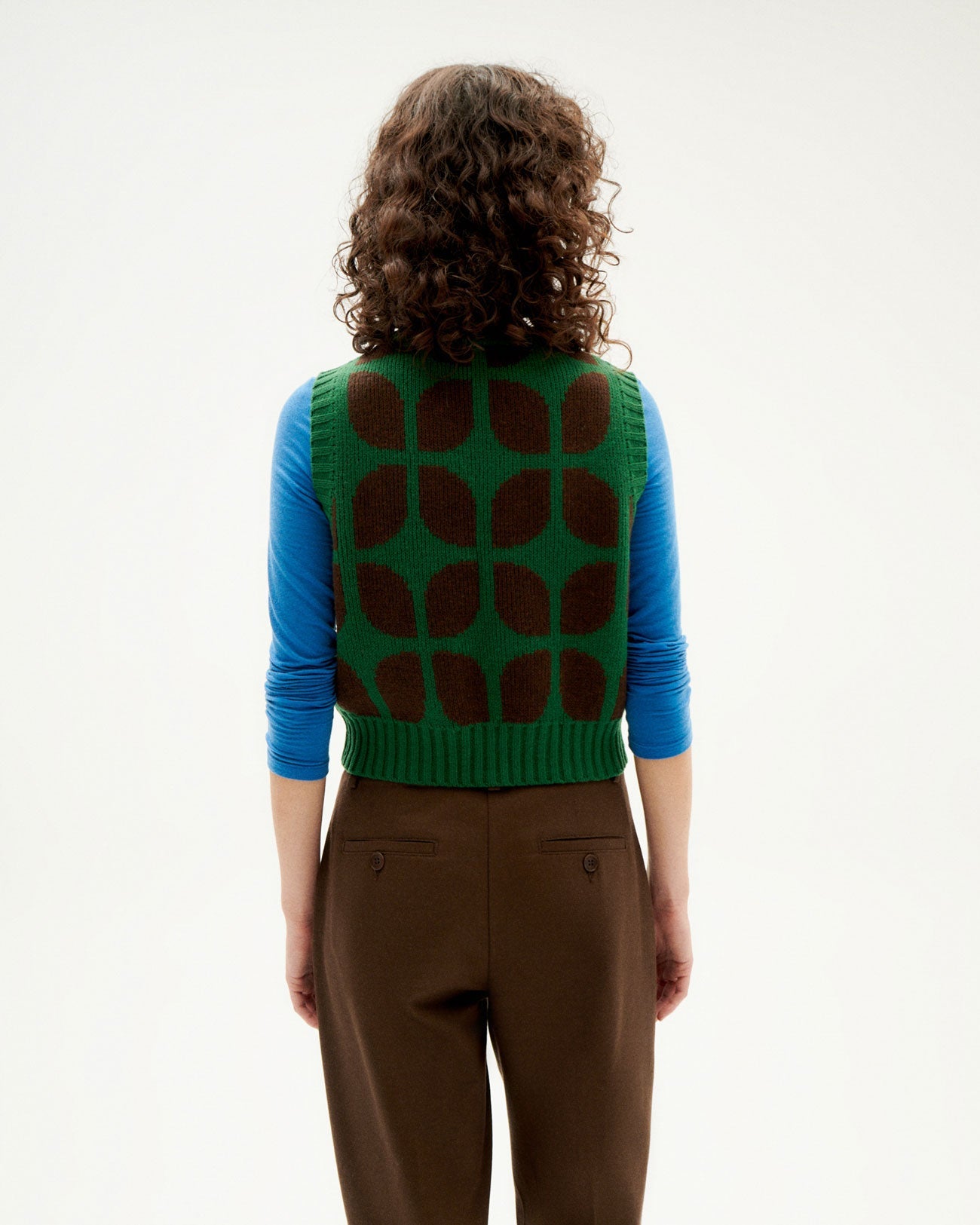 Pull sans manches en laine certifiée | Bicolore "wallpaper brown tea knitted vest"