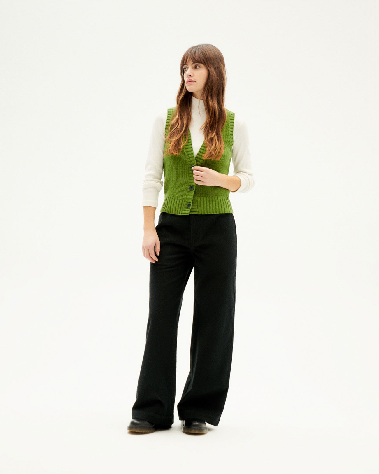 Gilet sans manches en laine certifiée | Vert "parrot green ginger knitted vest"