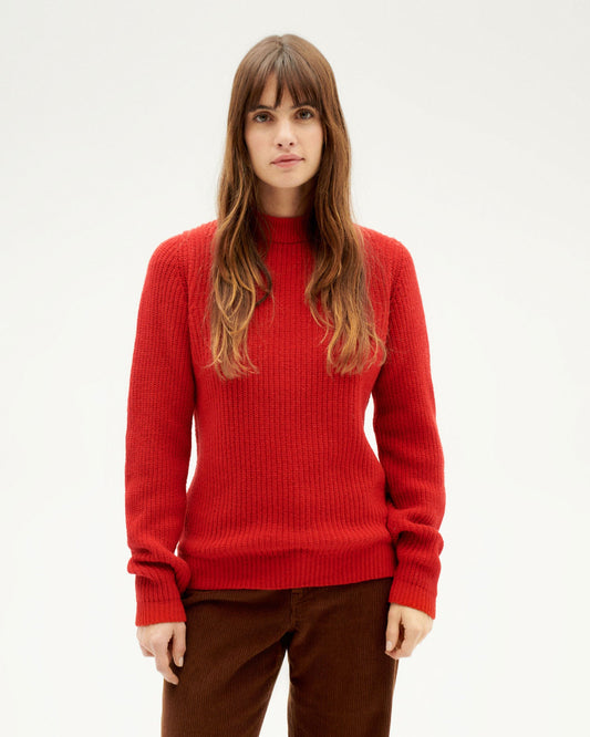 Pull maille en laine certifiée | Rouge "red hera knitted sweater"