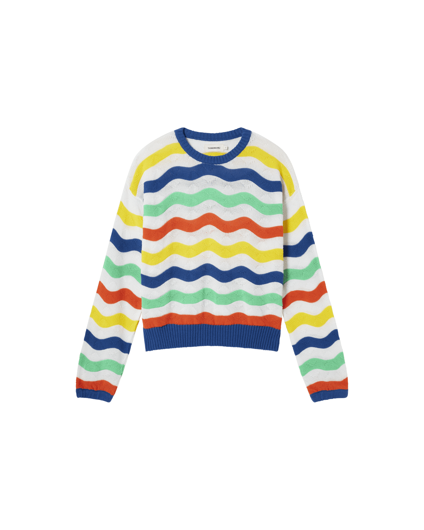Pull tricoté en coton recyclé | Motifs multicolores "multicolor jo knitted sweater"