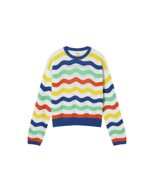 Pull tricoté en coton recyclé | Motifs multicolores "multicolor jo knitted sweater"