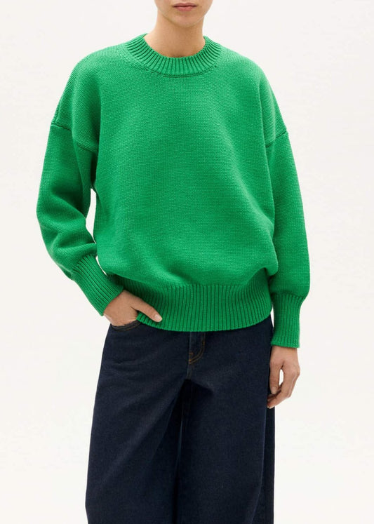 Pull en coton et matière recyclée | vert "green petra knitted sweater"