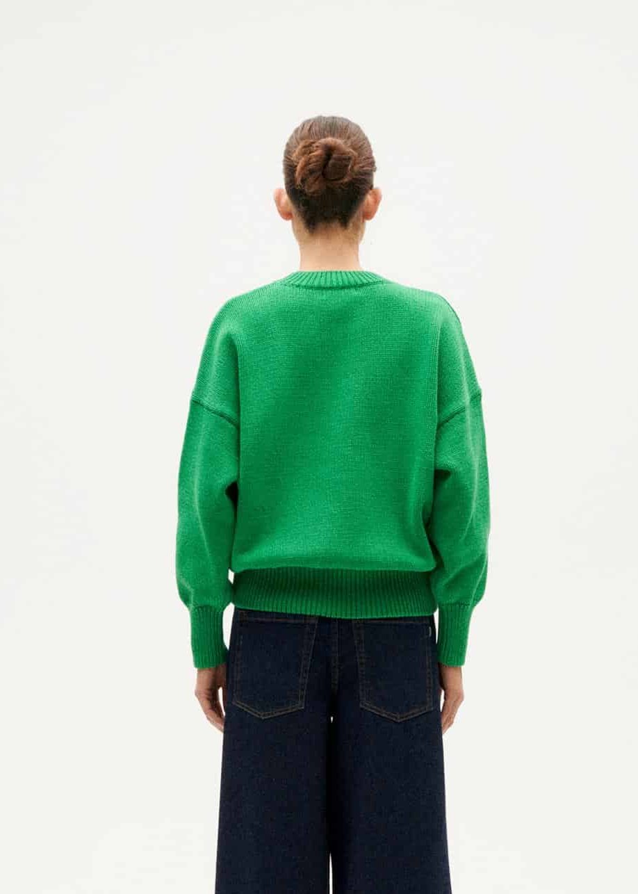 Pull en coton et matière recyclée | vert "green petra knitted sweater"