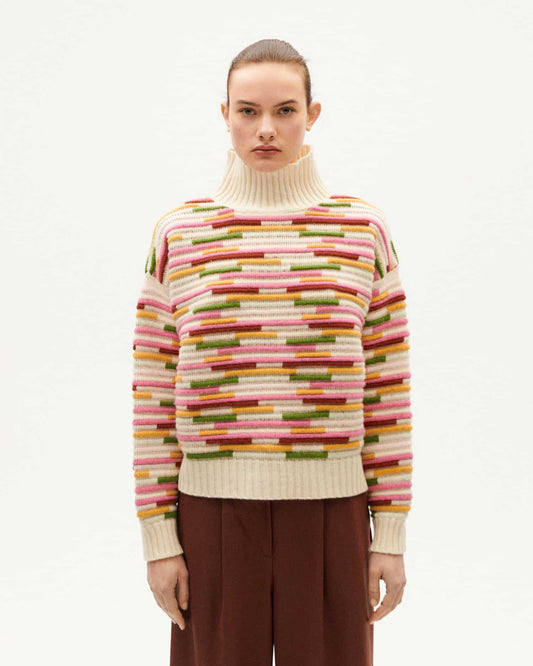 Pull  en laine certifiée | multicolore "stripe multicolor idra knitted sweater"