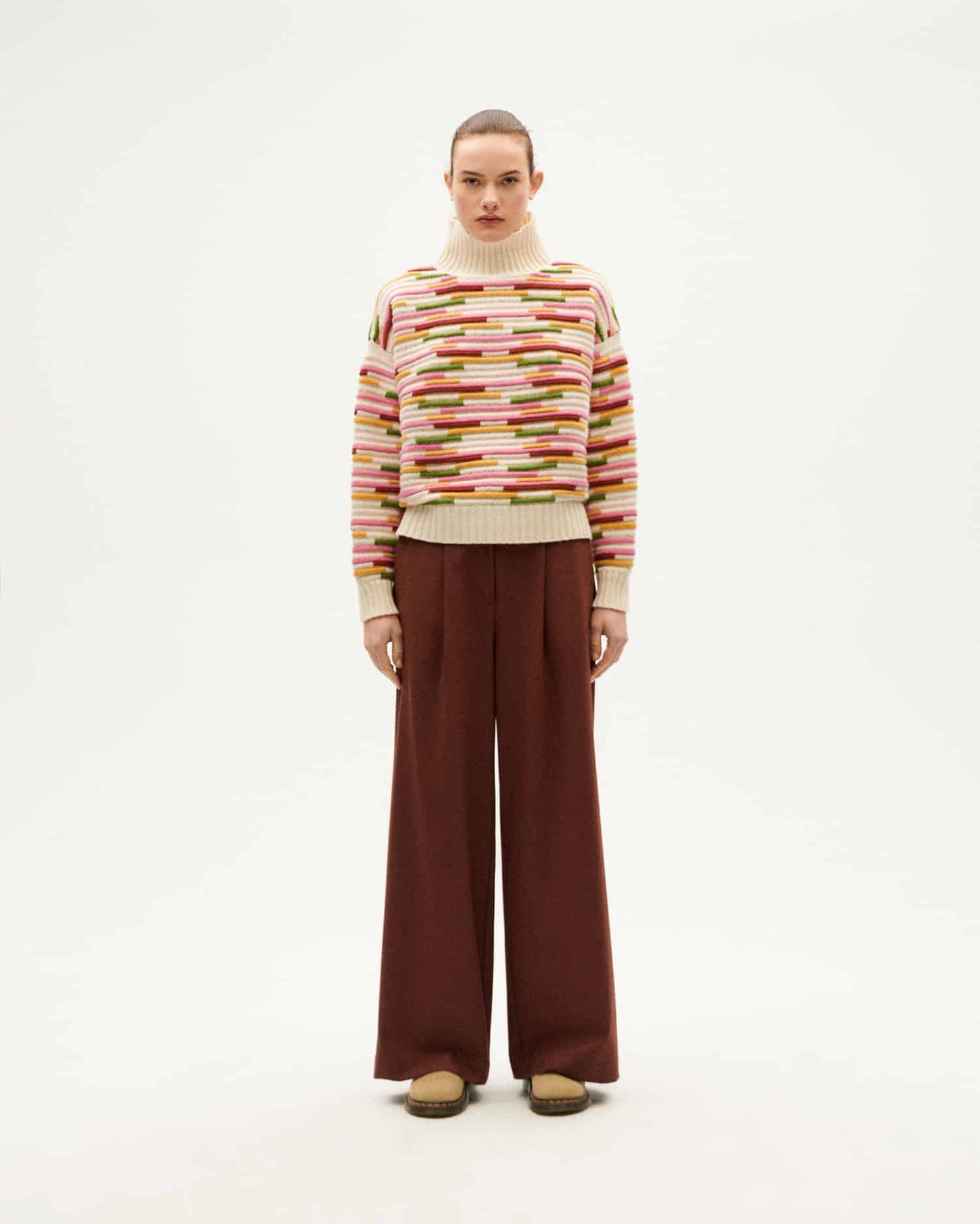 Pull  en laine certifiée | multicolore "stripe multicolor idra knitted sweater"