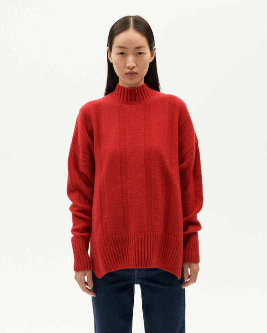 Pull en laine certifiée | rouge "red carol knitted sweater"