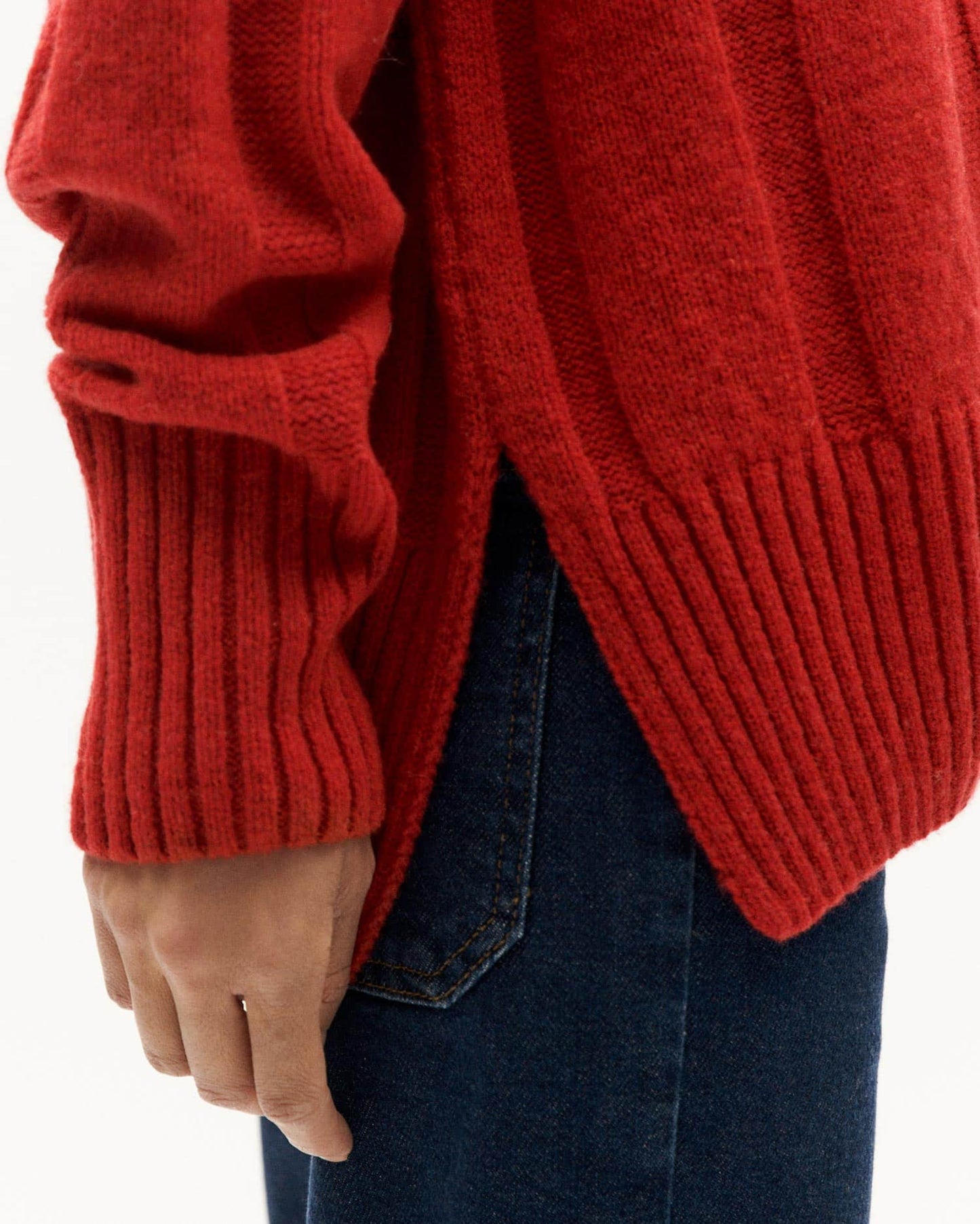Pull en laine certifiée | rouge "red carol knitted sweater"