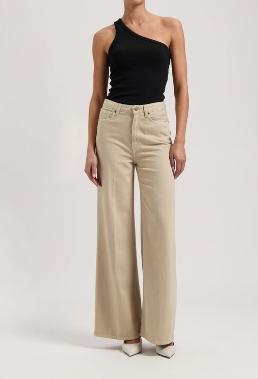 Jean évasé fluide en coton bio et tencel | beige "Sara high loose flow - sand"