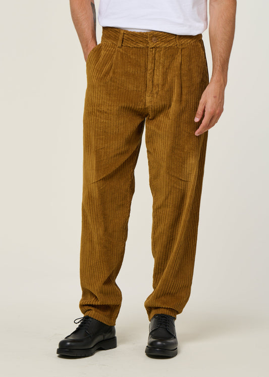 Pantalon large velours en coton bio | camel "light oak corduroy wotan pants - brown"