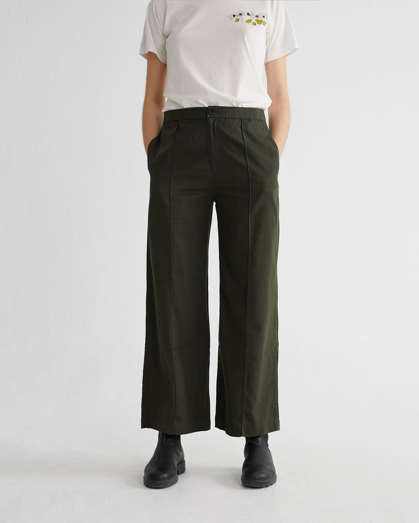 Pantalon ample vert forêt en coton bio - Maia