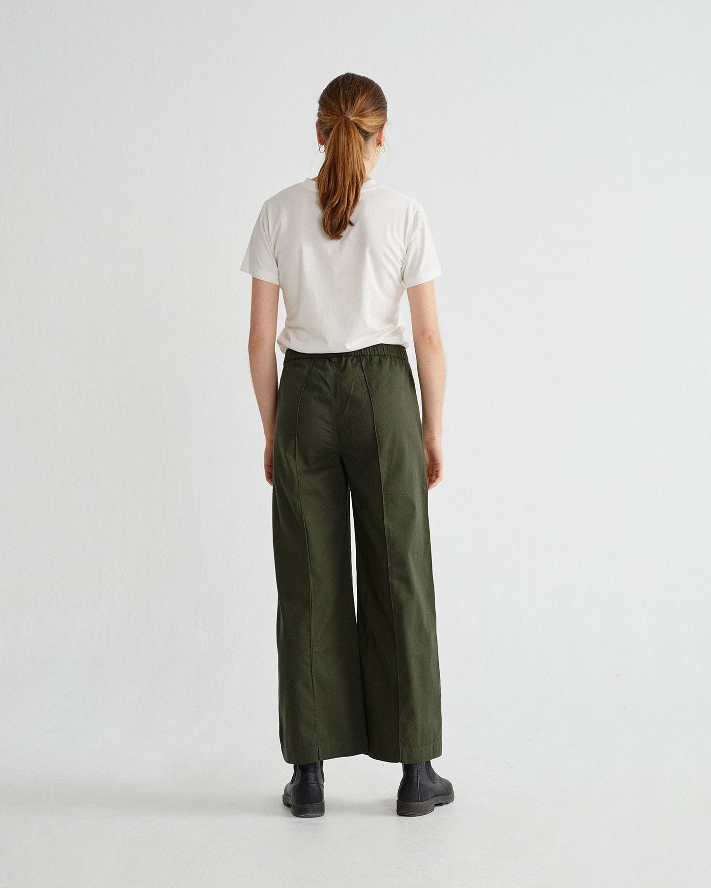 Pantalon ample vert forêt en coton bio - Maia