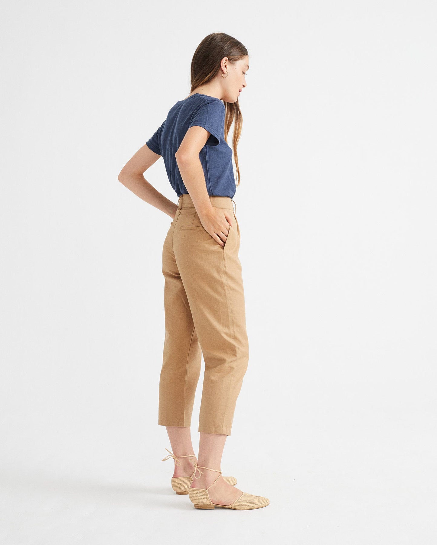 Pantalon léger ample camel en chanvre, coton bio et tencel - RHINO