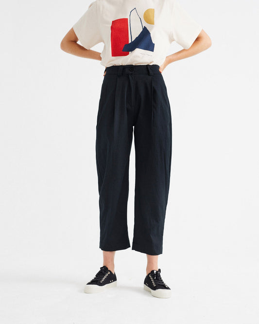Pantalon léger ample noir en coton bio - Rhino