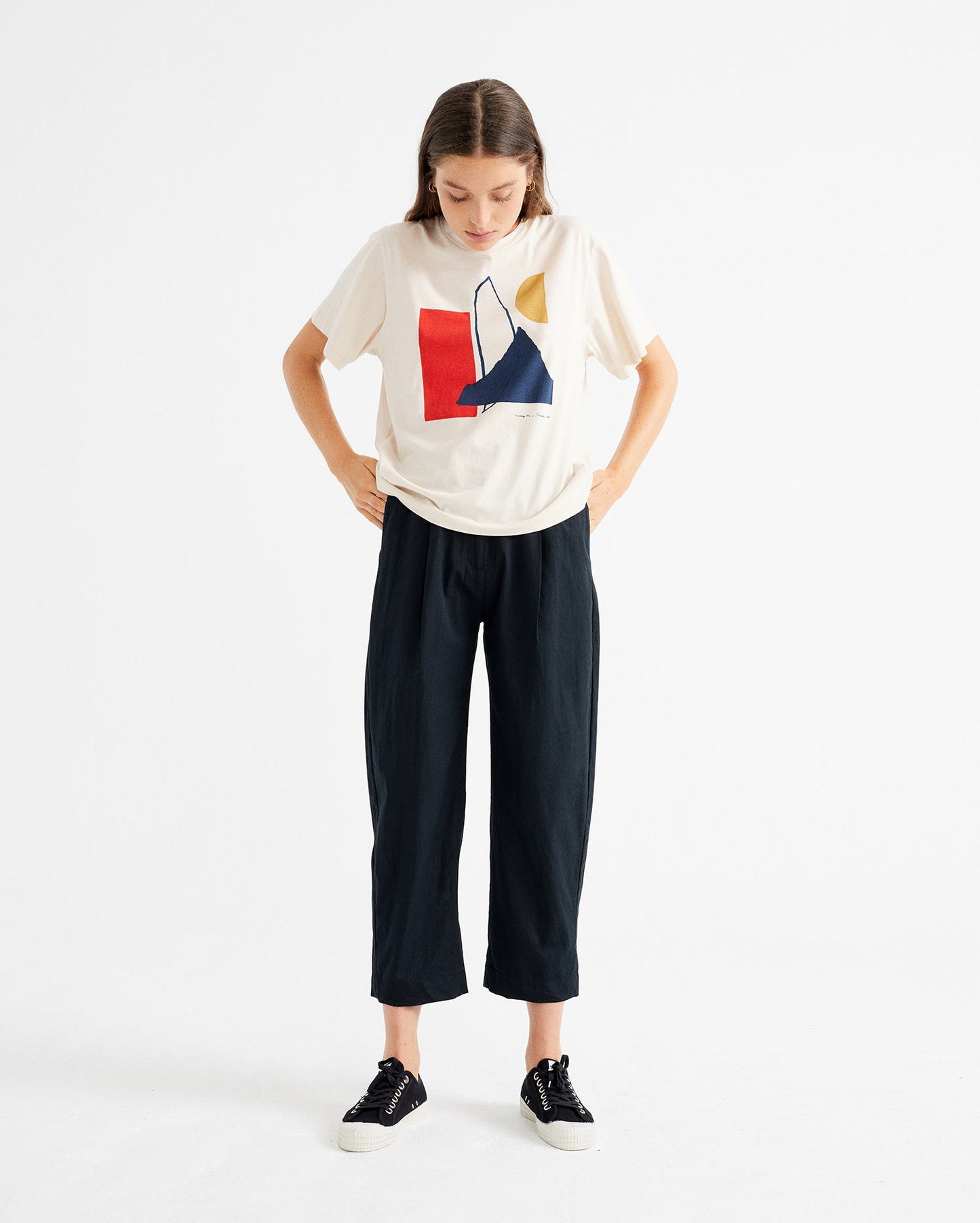 Pantalon léger ample noir en coton bio - Rhino