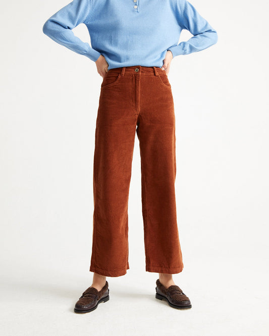 Pantalon large rouille en velours de coton bio - ELEPHANT PANTS clay red