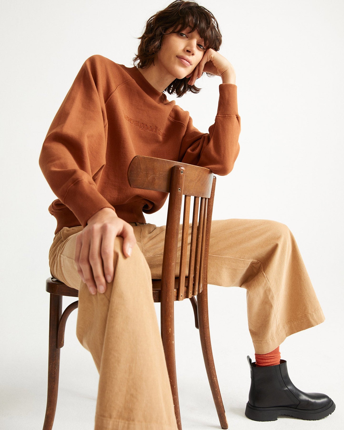Pantalon large camel en coton bio - MAIA camel