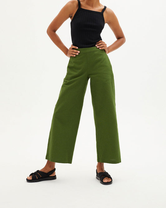 Pantalon ample vert en coton bio - GREEN BEGONIA PANTS garden green
