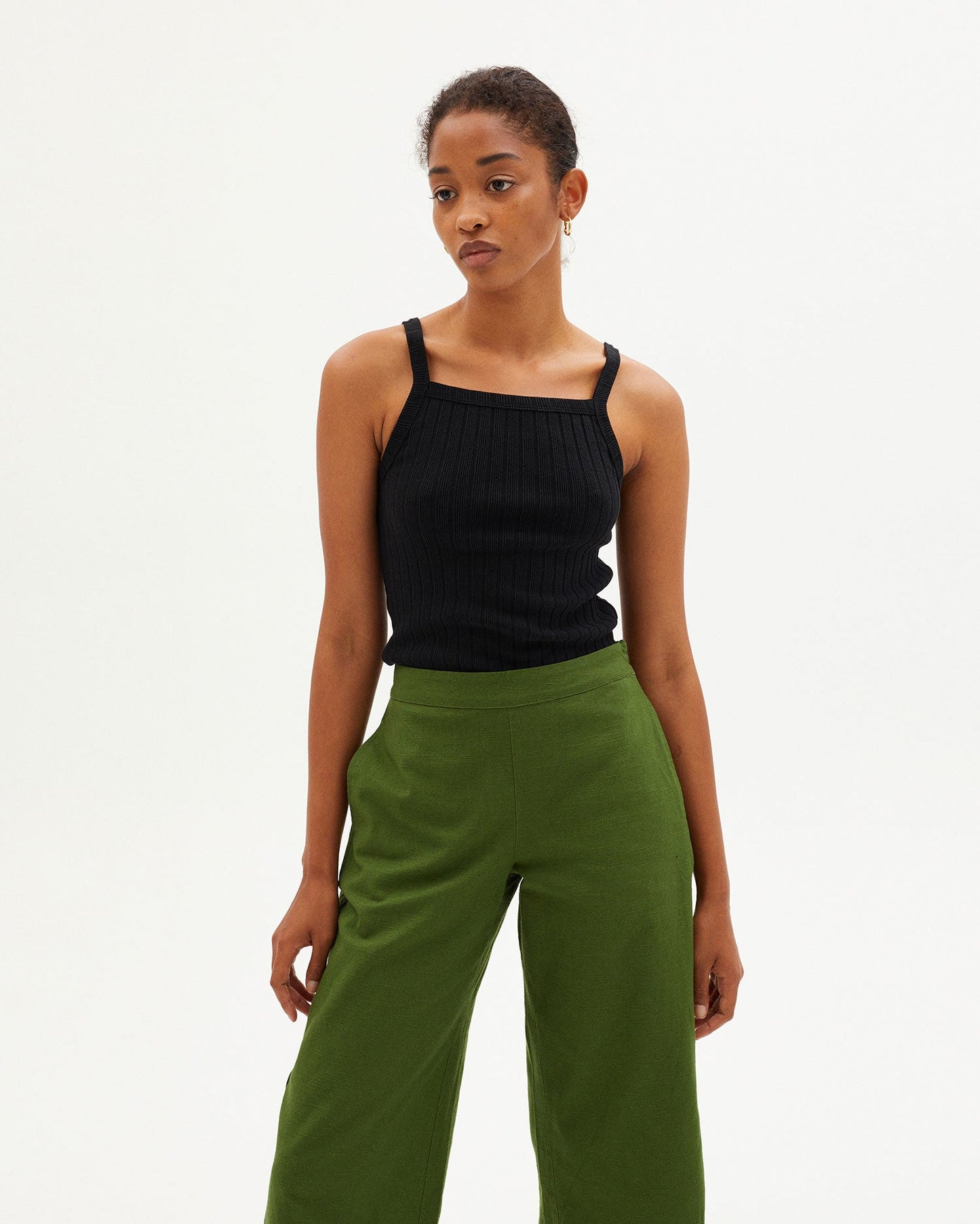 Pantalon ample vert en coton bio - GREEN BEGONIA PANTS garden green