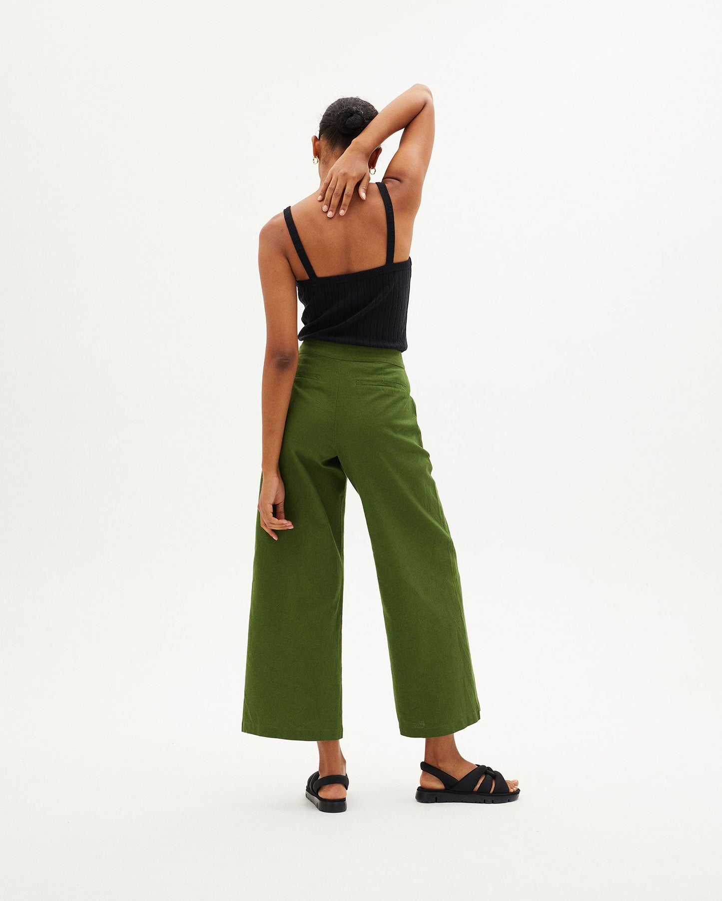 Pantalon ample vert en coton bio - GREEN BEGONIA PANTS garden green