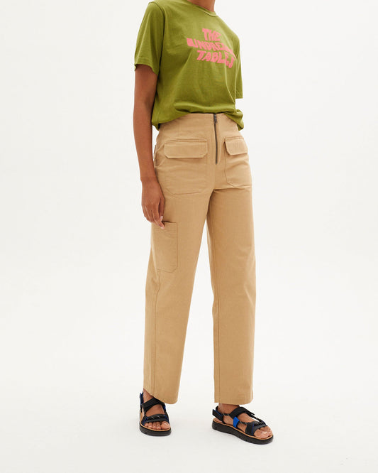 Pantalong cargo beige en coton bio - CAMEL CARGO PANTS