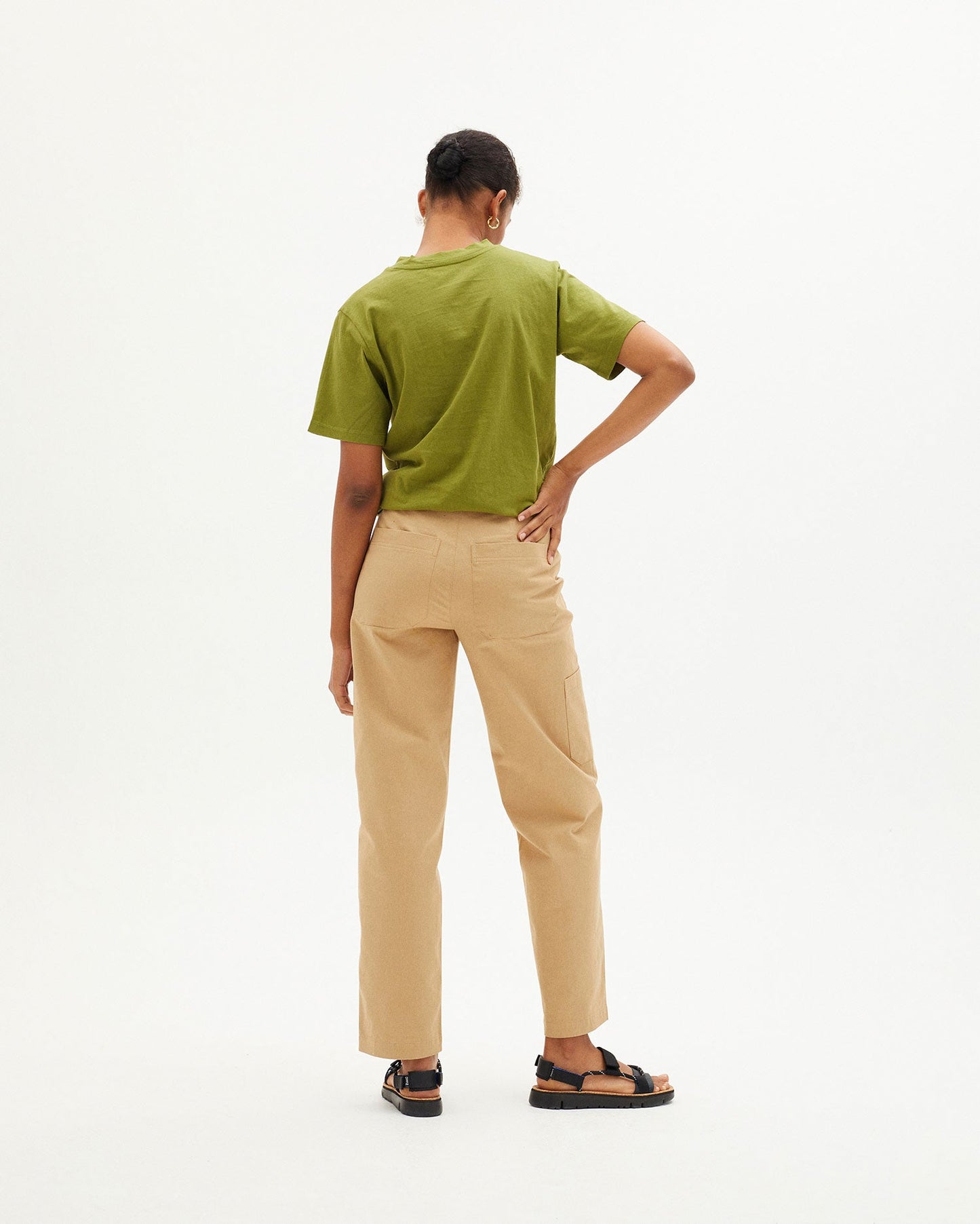 Pantalong cargo beige en coton bio - CAMEL CARGO PANTS