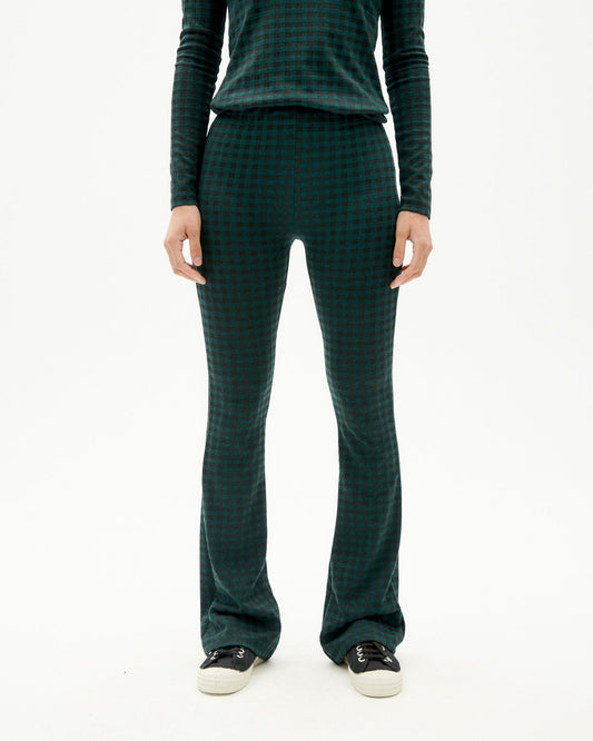Pantalon flare bicolore en ecovero et recyclé - jacquard vichy trash gee pants green
