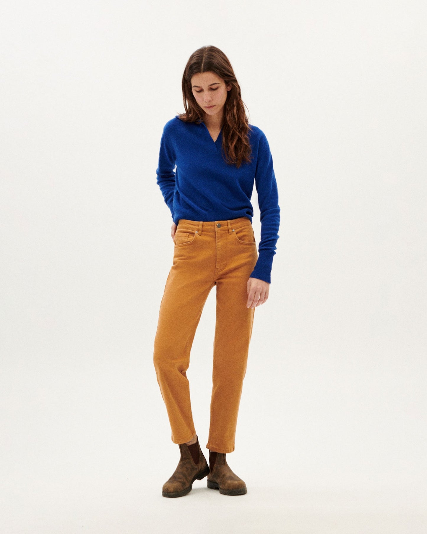 Pantalon canva droit camel en coton bio egypt nele pants