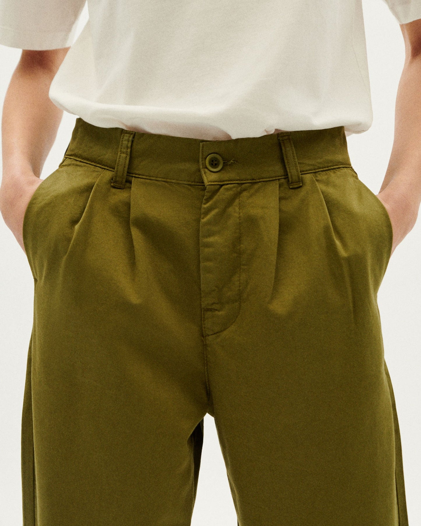 Pantalon droit kaki en coton bio - forest green rina pants