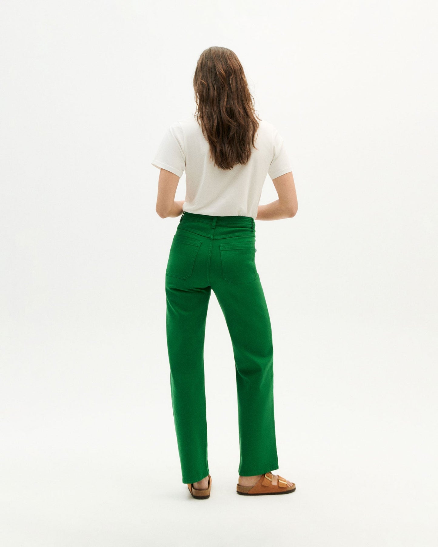 Jean ample vert en coton bio - clover green theresa pants