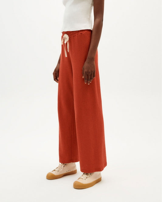Pantalon texturé en matières recyclées et coton bio | orange "crimson trash eri pants"