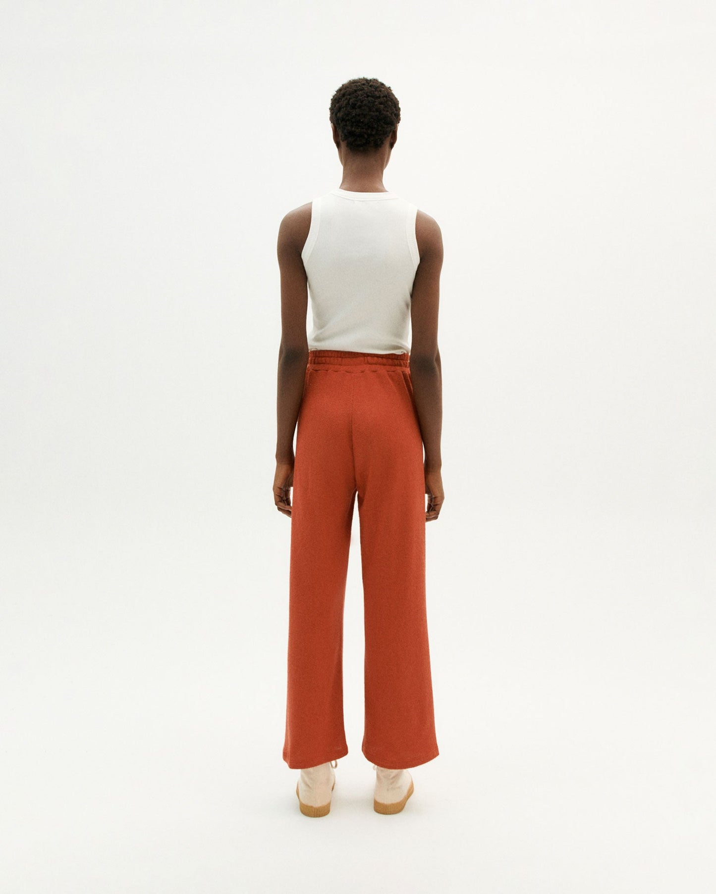 Pantalon texturé en matières recyclées et coton bio | orange "crimson trash eri pants"