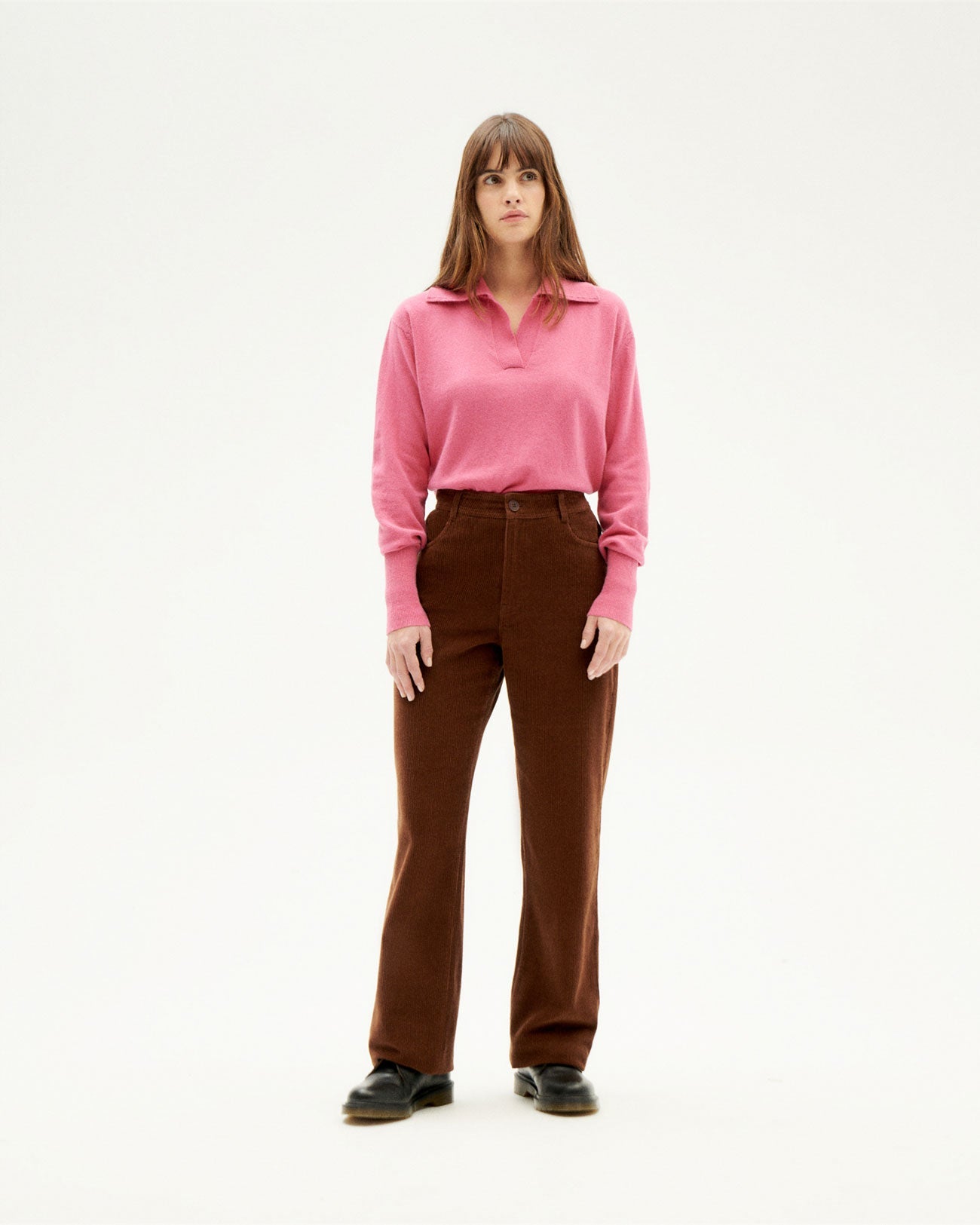 Pantalon ample velours côtelé en coton bio | marron "chocolate corduroy theresa pants"