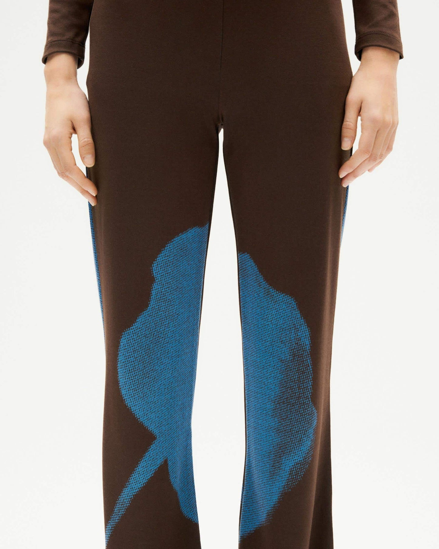 Pantalon droit en ecovero | marron "flower naia pants - brown"